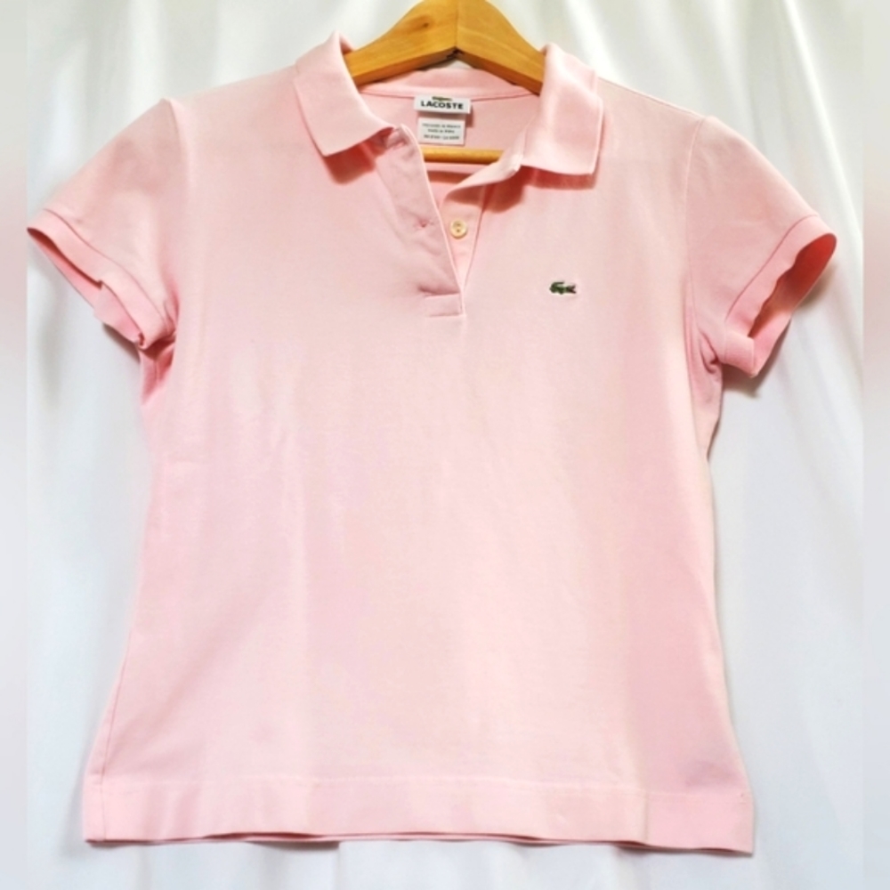 Womens pink Lacoste Polo- Med